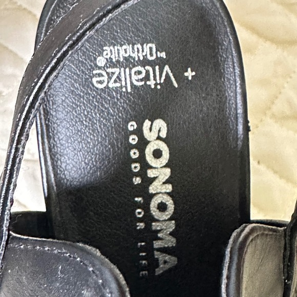 Sonoma Goods‎ For Life Women's Black Woven Open Toe Slingback Heeled Sandals - Picture 5 of 5